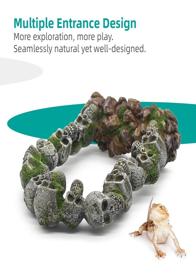 relaqcc Aquarium Skull Cave Rocks, Reptile Tank Accessories, Fish Tank Decorations for Amphibians, Betta Fish, Shrimp, Hermit Crab, Leopard Gecko - Image 4